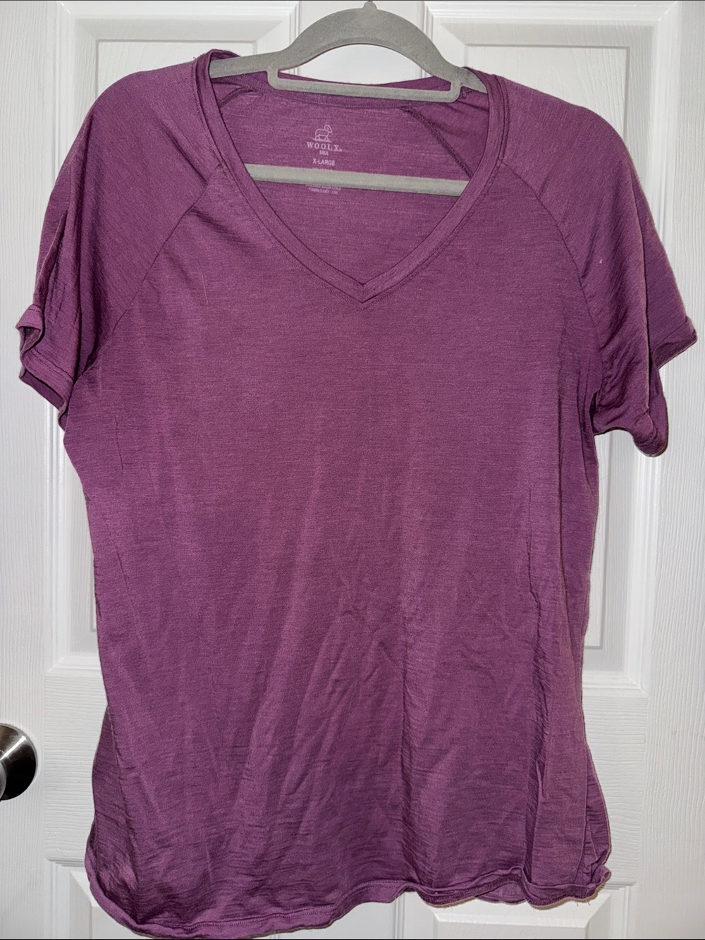 Relaxed V-Neck Short Sleeve Tee - Purple